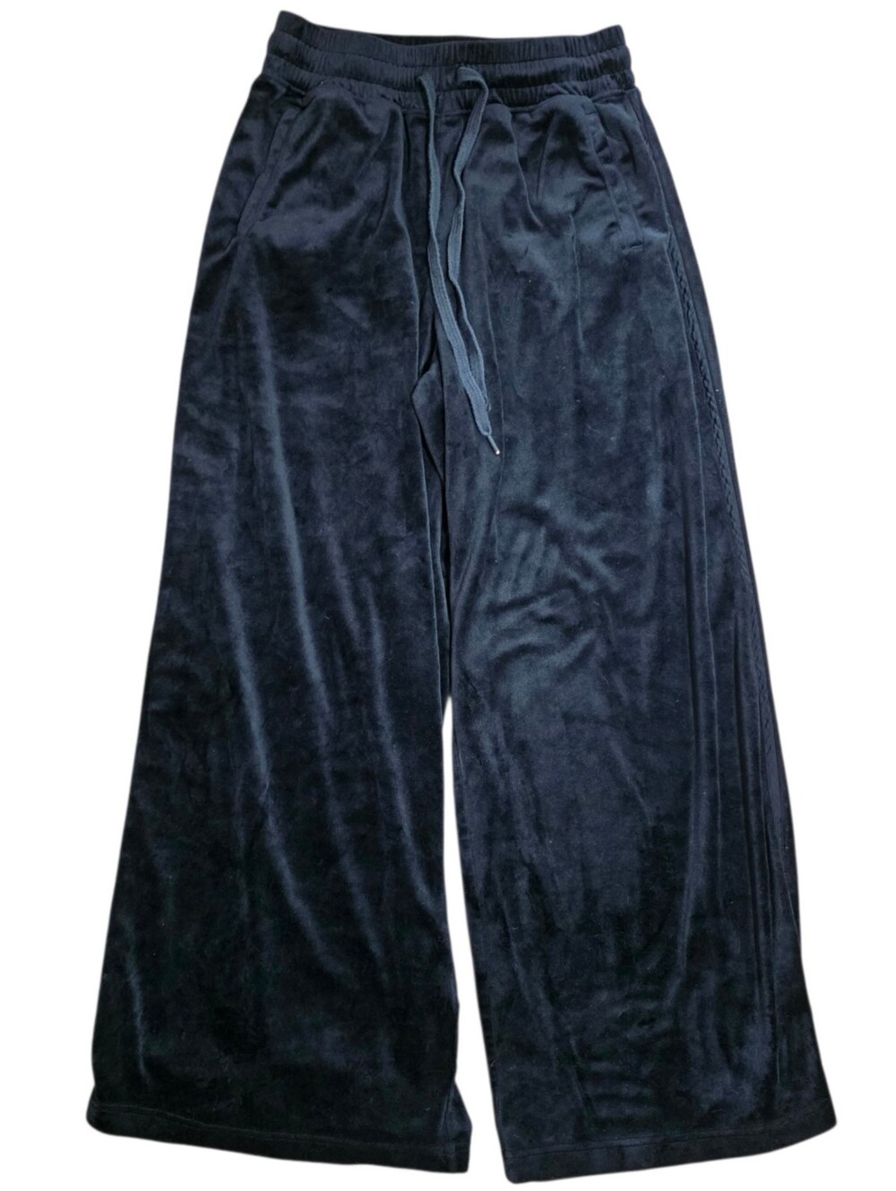 Offline by aerie black velvet wide leg adjustable sweatpants